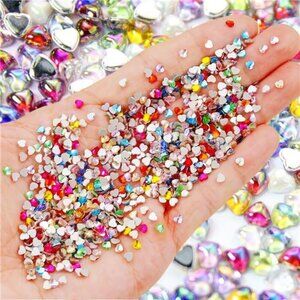 Heart Nail Charms 600Pcs Rhinestone Aurora Valentine Designs